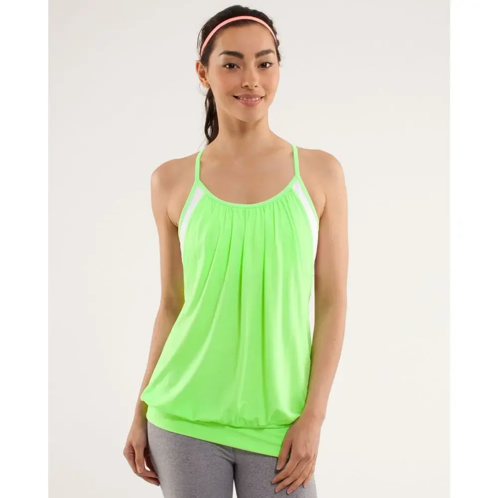 LULULEMON Women's No Limits Tank Size 6 In Zippy Green/White - Picture 5 of 11